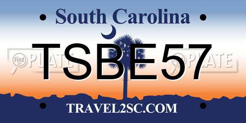 TSBE57 South Carolina License Plate