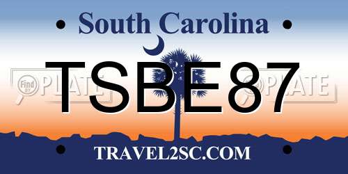 TSBE87 South Carolina License Plate