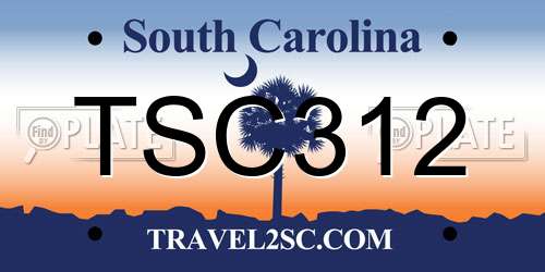 TSC312 South Carolina License Plate