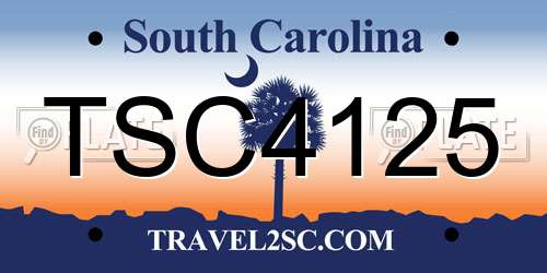 TSC4125 South Carolina License Plate