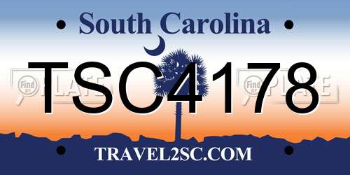 TSC4178 South Carolina License Plate