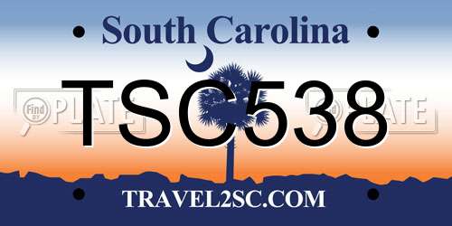 TSC538 South Carolina License Plate
