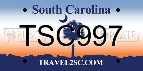 TSC997 South Carolina License Plate