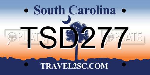 TSD277 South Carolina License Plate