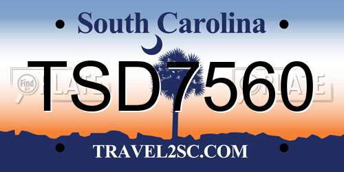 TSD7560 South Carolina License Plate