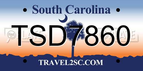 TSD7860 South Carolina License Plate