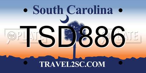 TSD886 South Carolina License Plate