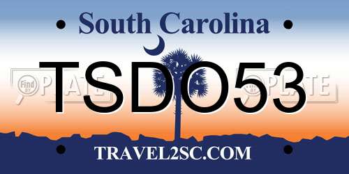 TSDO53 South Carolina License Plate
