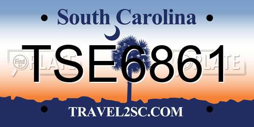 TSE6861 South Carolina License Plate