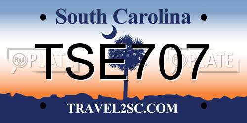 TSE707 South Carolina License Plate