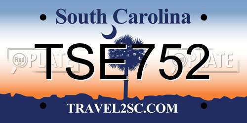 TSE752 South Carolina License Plate