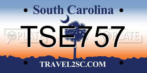 TSE757 South Carolina License Plate