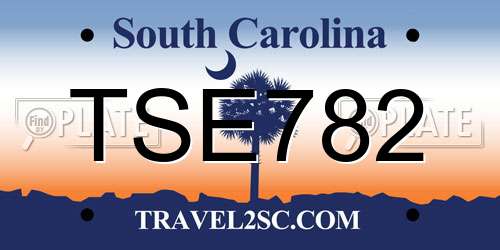 TSE782 South Carolina License Plate