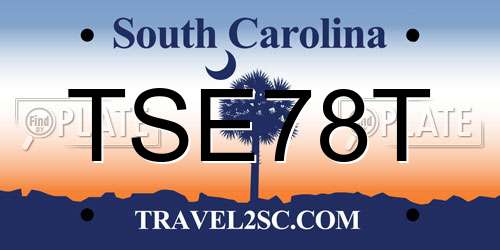 TSE78T South Carolina License Plate