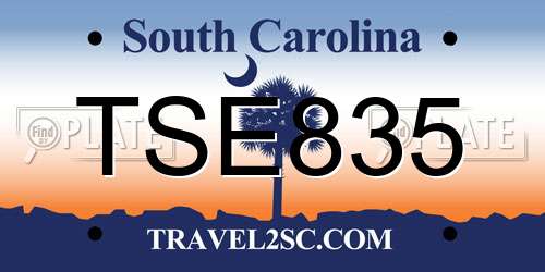 TSE835 South Carolina License Plate