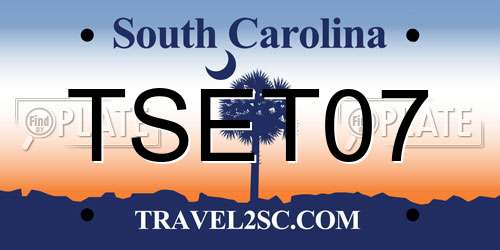 TSET07 South Carolina License Plate