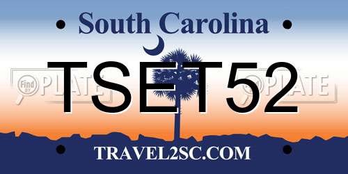 TSET52 South Carolina License Plate