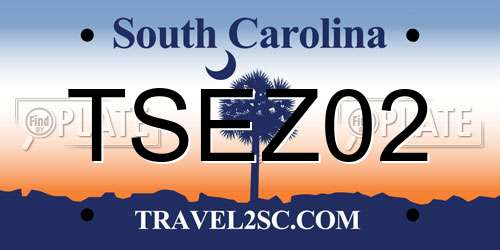 TSEZ02 South Carolina License Plate