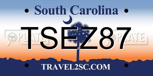 TSEZ87 South Carolina License Plate
