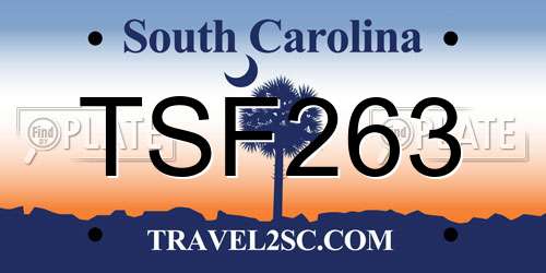 TSF263 South Carolina License Plate