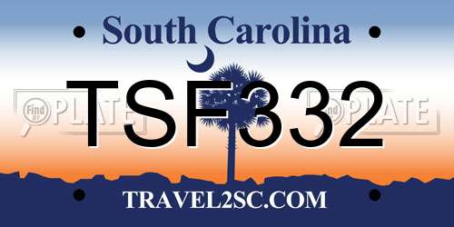 TSF332 South Carolina License Plate