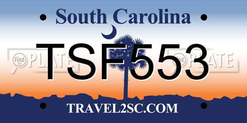 TSF553 South Carolina License Plate