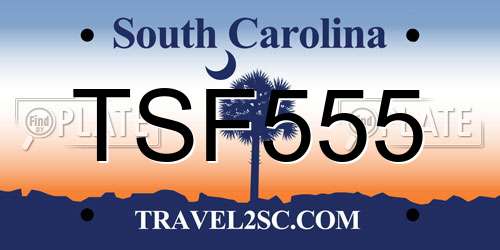 TSF555 South Carolina License Plate