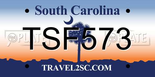 TSF573 South Carolina License Plate
