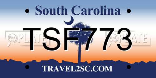 TSF773 South Carolina License Plate