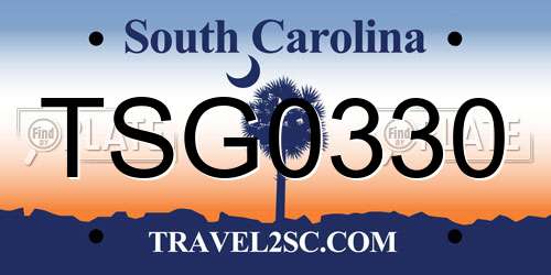 TSG0330 South Carolina License Plate
