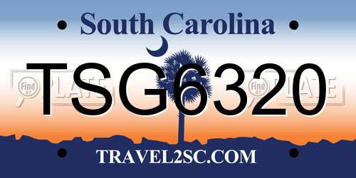 TSG6320 South Carolina License Plate