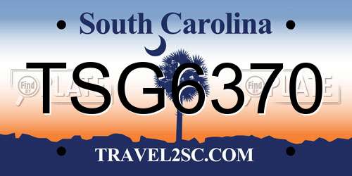 TSG6370 South Carolina License Plate