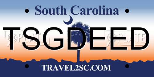 TSGDEED South Carolina License Plate