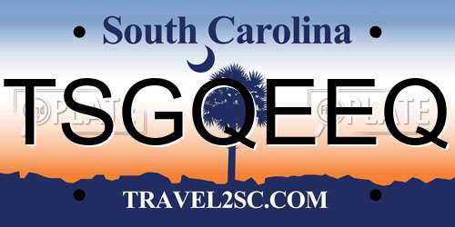 TSGQEEQ South Carolina License Plate