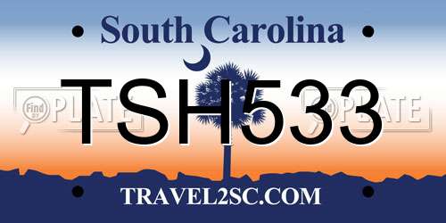 TSH533 South Carolina License Plate