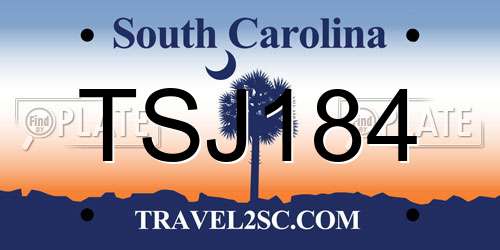 TSJ184 South Carolina License Plate