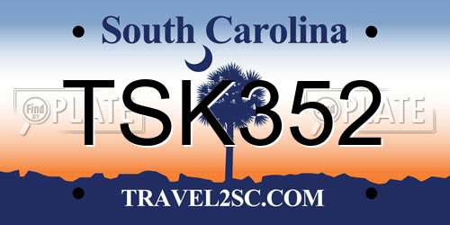 TSK352 South Carolina License Plate