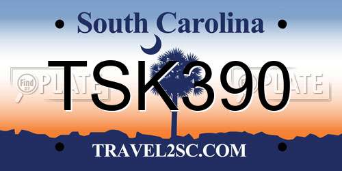 TSK390 South Carolina License Plate