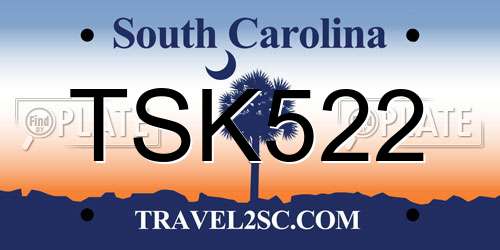 TSK522 South Carolina License Plate