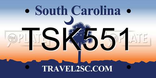 TSK551 South Carolina License Plate