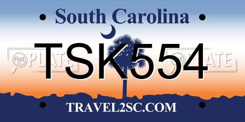 TSK554 South Carolina License Plate