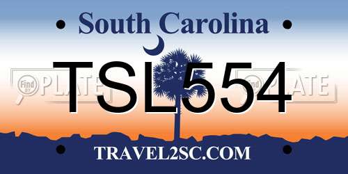 TSL554 South Carolina License Plate