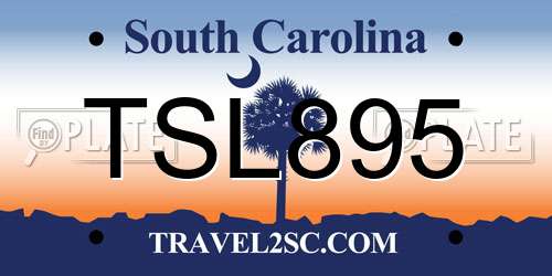 TSL895 South Carolina License Plate