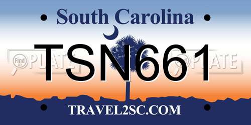 TSN661 South Carolina License Plate