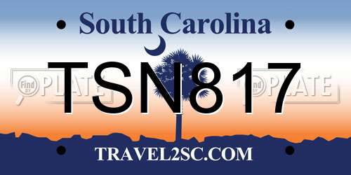 TSN817 South Carolina License Plate