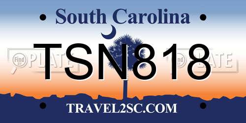 TSN818 South Carolina License Plate