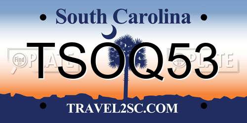 TSOQ53 South Carolina License Plate