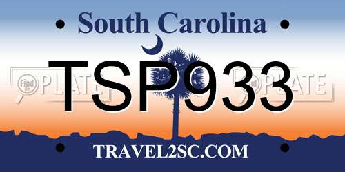 TSP933 South Carolina License Plate