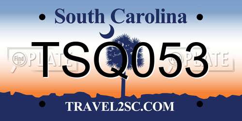 TSQ053 South Carolina License Plate