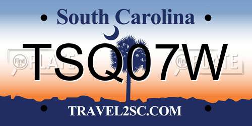TSQ07W South Carolina License Plate